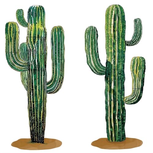 Janlaugh 2 Pcs 4 Feet Large Boho Cactus Wall Decor Jointed Cactus Cutouts Wall Stickers Tropical Cacti Home Decals Stickers DIY Bohemian Green Botanical Decorations for Classroom Bedroom