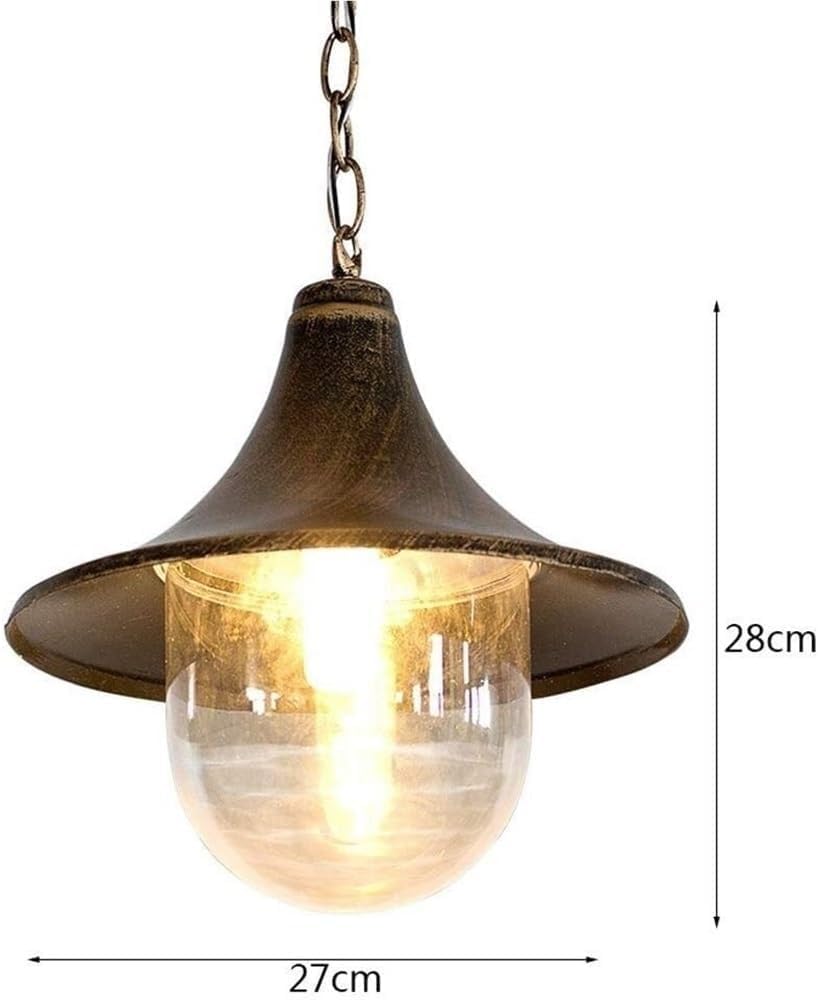 Lámpara Colgante de Bronce para Exteriores, Resistente al Agua, Retro, con Base E26 y E27, para Techo, Ideal para balcón, Patio, cenador, jardín, Camino, Porche.