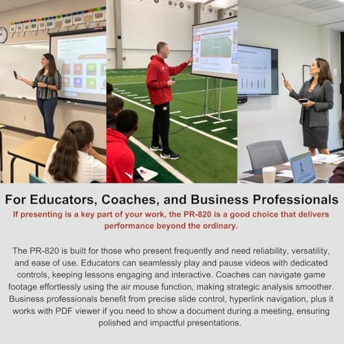 pr-820 wireless presentation clicker with laser pointer powerpoint clicker with air mouse remote for slideshows google slides keynote amp smartboards macpc compatible