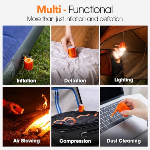 Image of DRUDRAYA USB Rechargeable Electric Mini Air Pump with LED Camping Lantern