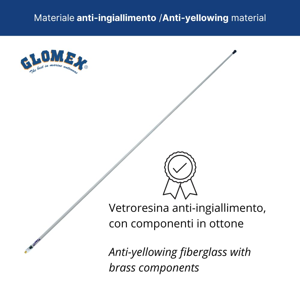 Glomex – Antenna AIS dedicata 1m (Bianco), Modello RA110AIS – Alto Guadagno 3dB, Fibra di Vetro, Per barche a vela, motore, gommoni, yacht – Ricezione AIS Precisa e Affidabile