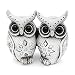 Rockin Owl Figurine Couple Set Very Cute Statue, 2 White Owls Together - Nice Decoration for Home Office, White/Black