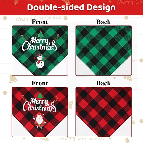 Vivifying Halstuch Hund, 2Pcs Einstellbare Dreieck Hundehalstuch Muster mit Weihnachtsschneemännern und Alten Männern, Hundekostüm Weihnachten für kleine mittlere große Hunde