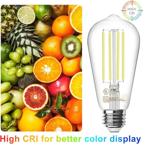 Image of TJOY 20 Pack E26 Base Vintage LED Edison Light Bulbs, 60W Equivalent, Dimmable, 5000K Daylight White, 8W ST58 LED Filament Bulbs, 800Lumens, CRI80+, Antique Glass Style for Home, Bedroom, Farmhouse