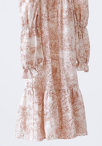 NOTHING FITS BUT Yuki Dress, Linen Cotton Long Puffed Sleeve Girls Dresses, Loose Casual Frock Ruffled Hem Dresses for Girls2