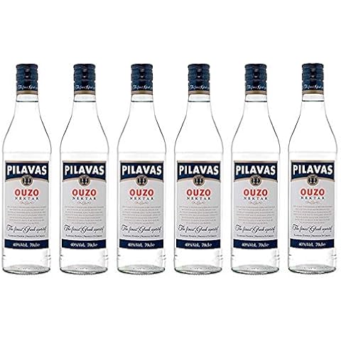 6x Ouzo Nektar Pilavas 40% Vol. 6 Flaschen a 700 ml Set Griechenland griechischer Anis Schnaps Trester Destillat + 2 Sachets Nescafe Frappe von Neste Hellas oder 2x 10ml Olivenöl von Kreta zum Test Cover