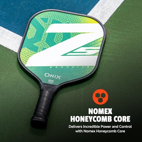 Image of Onix Graphite MOD Z5 Carbon Fiber Pickleball Paddle with Wide-Body Shape. Honeycomb Core, Graphite Face & Cushion Comfort Pickleball Paddle Grip