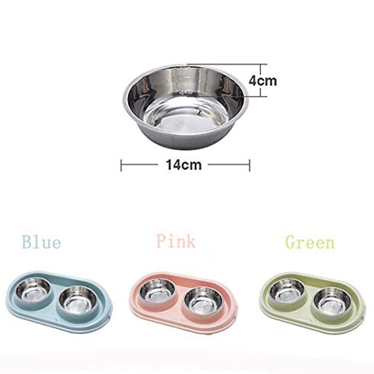 Cuencos dobles de comida para perros y gatos, cuencos de acero inoxidable para mascotas y cuencos de agua para perros con estación de polipropileno antideslizante y antiderrames, comedero de