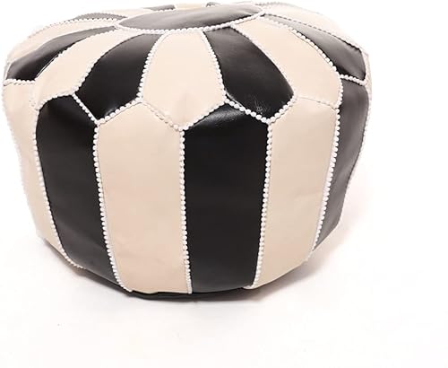 Miniatura 5 de LEATHEROOZE Moderner - Puf de cuero otomano sin relleno, reposapiés marroquí, cojín para reposapiés, solución de almacenamiento, puf de doble color