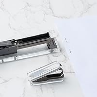 Vista 6 de Juego de grapadoras de oficina, acrílico transparente, color negro, grapadoras manuales ejecutivas y herramienta para quitar grapas para suministros