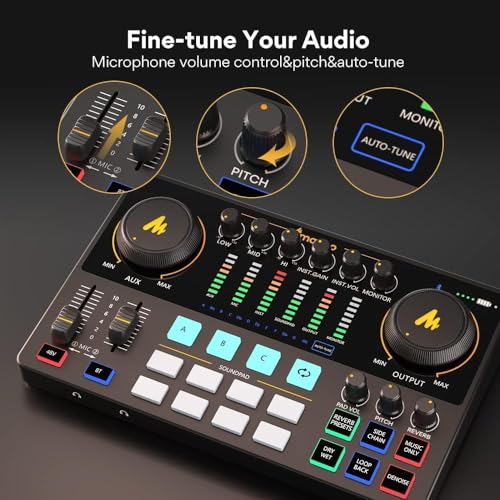 MAONO-MaonoCaster-Podcast Equipment Bundle for 2-includes All-in-one Audio Interface with Premium Mic Preamp, XLR Condenser Microphone, and 3.5MM Mic for Podcast Recording, Streaming, DJ (AME2 Duo) - Thumbnail 7