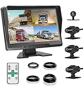 VSYSTO バックカメラモニターセット 10インチ大画面 4カメラ画面分割 トラック 大型車対応 バックカメラセット ワイヤレスリモコン 1080P 暗視機能 120°広角 12/24V/36...