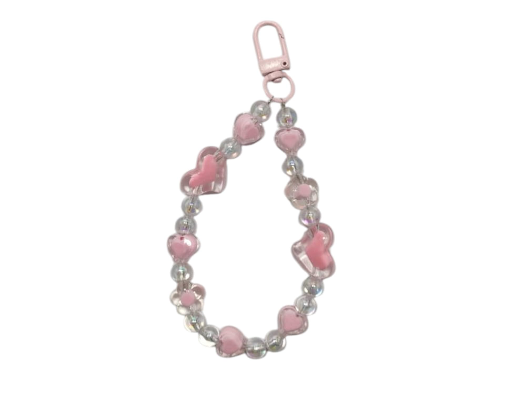 Mobile Phone Strap Pearl Beaded Flower Bracelet Creative Hanging Rope Keychain Anti-Lost Phone Case Mobile Charm (Pink)-image-4