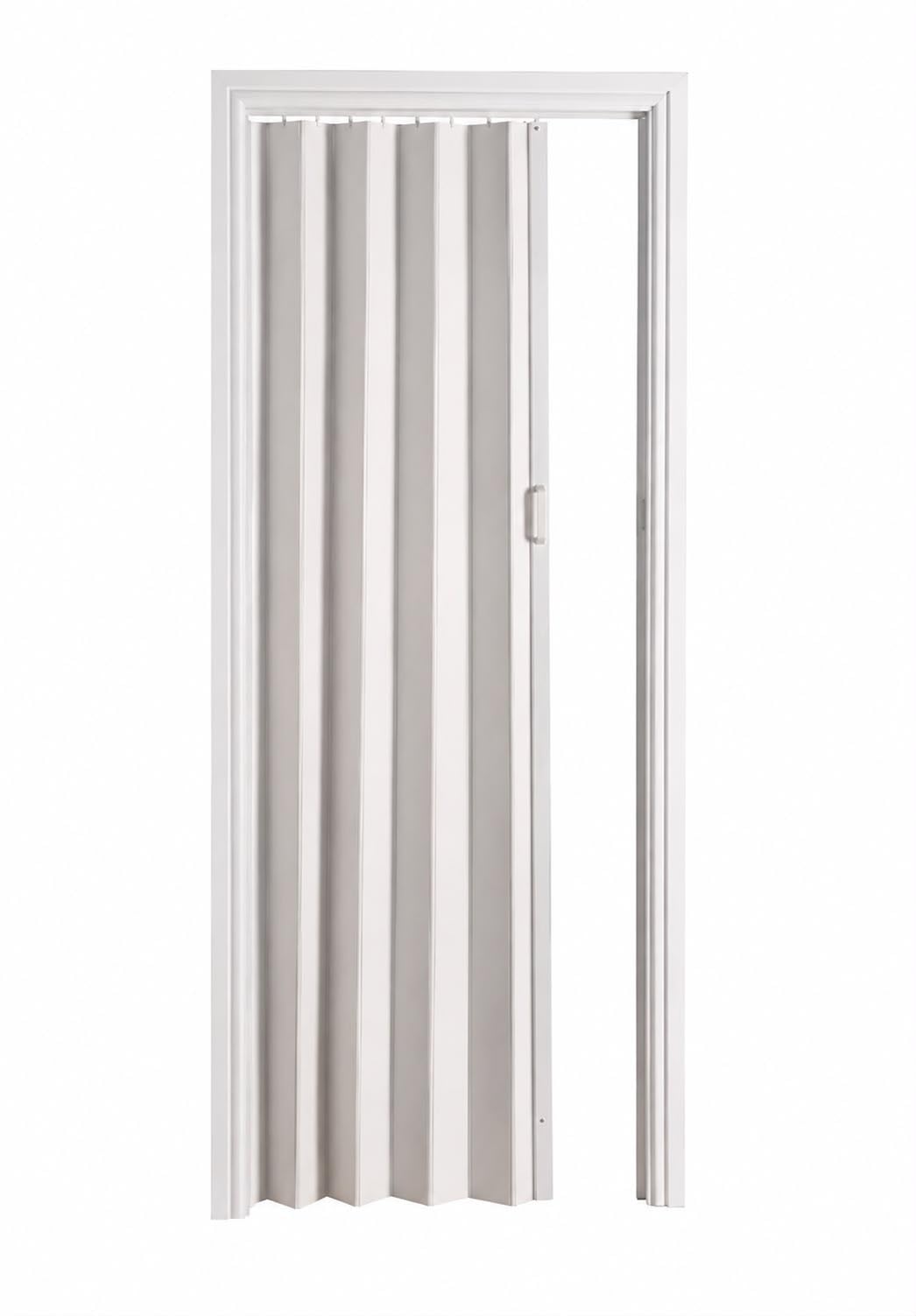 PVC Bifold Folding Door, White Oak Effect, 82 x 196 cm, Space Saving Interior Concertina Door, Ready to Hang, Magnetic Door Catch, Runners & Handles Included