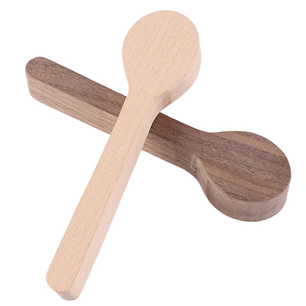 Eighosee Green 2 Pack Wood Carving Spoon Blank Beech+Walnut Unfinished Wooden Craft Whittling Kit For Beginner Kids Easy To Use Total Length Approximately 16.1Cm