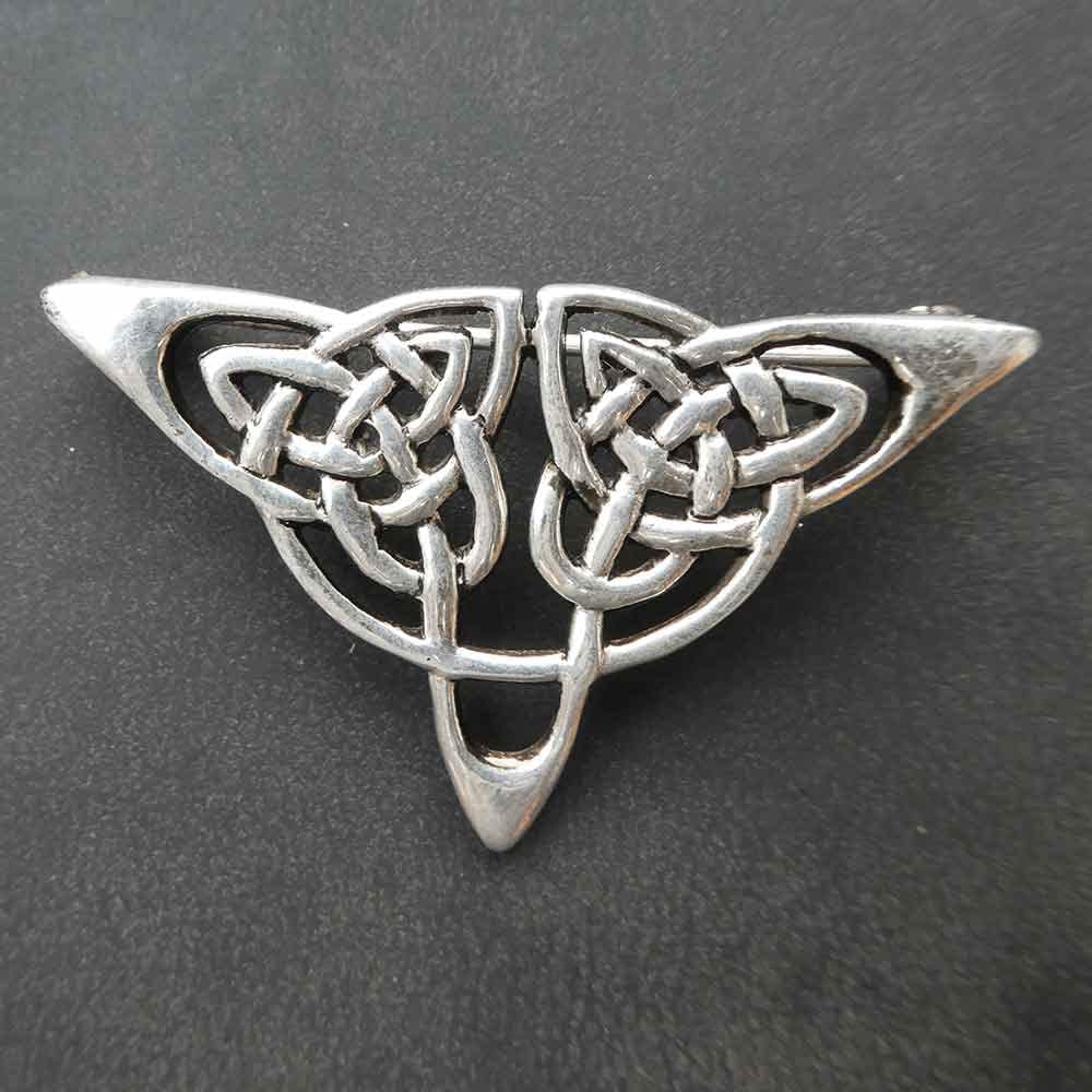 Keltische Brosche auffällige Fibel Gewandnadel 925 Sterlingsilber Keltisches Dreieck Unendlichkeitssymbol Mittelalter Wikinger Gothic LARP Silberschmuck Damen Herren