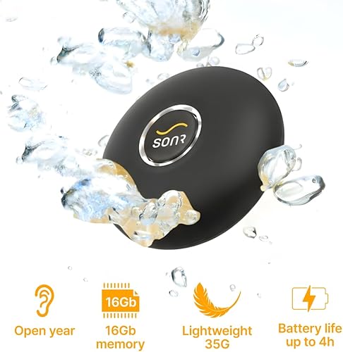 Miniatura 2 de SONR Paquete de música 2 en 1  Reproductor de música submarino de oreja abierta para nadadores y estuche de almacenamiento (grafito)