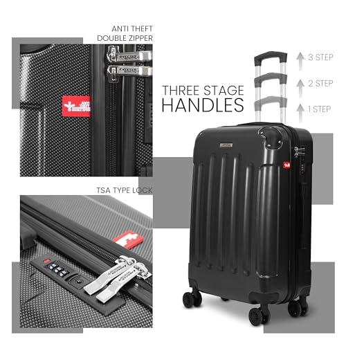 Image of AMERICAN TRAVELLER Rockstar Polycarbonate Trolley Bag | Large (28) | Lightweight Durable Hard Shell | TSA Type Lock | Anti-Theft Zip | 360 Disc Spinner Wheels | Telescopic Handle.