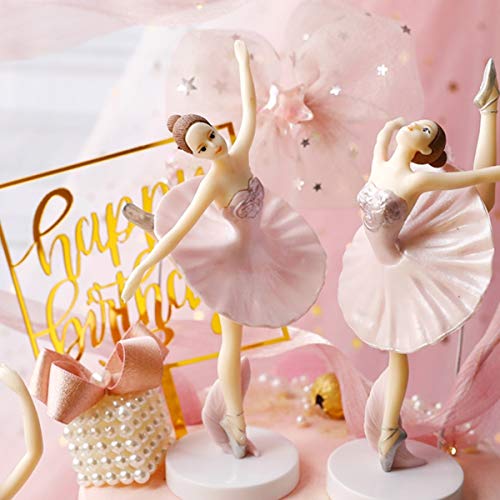 HYSTYLE 3 Pcs Pink Dancing Ballerina Girl Figurine, Miniature Ballerina Girl Figure Collection Playset Doll Toy, Ballerina Girl Cake Topper, Ballerina Girl Plant Pot Craft Dollhouse Decoration, Cake Decoration, Landscape Scenes