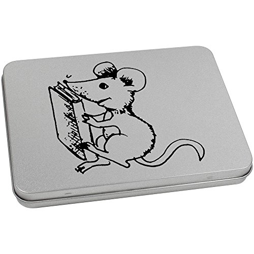 Azeeda 170mm 'Mouse With Book' Metal Hinged Tin/Storage Box (TT00042877)