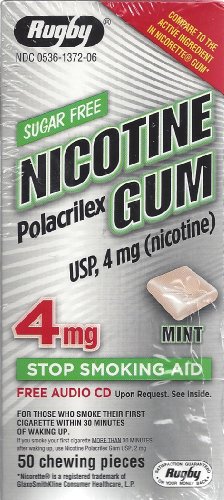 Rugby Sugar Free Nicotine Polacrilex Gum, Mint Flavor, 4 Mg, 50 Count Box, Stop Smoking Aid #TOP21