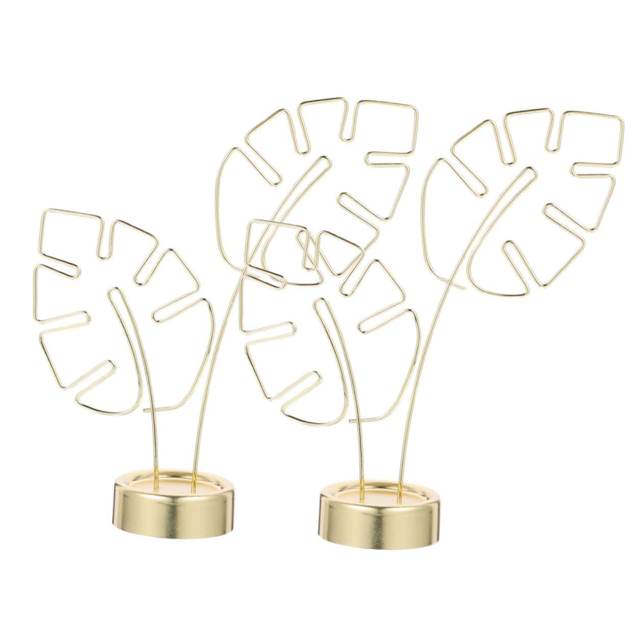 OFFSCH 2Pcs Metal Monstera Leaf Memo Clip Stand Elegant Place Card Holders for Weddings Events and Office Decor Photo Display for Notes and Business Cards