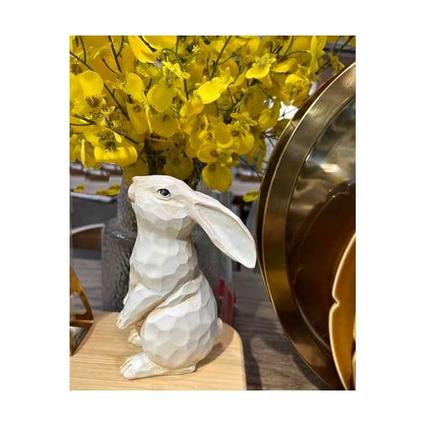 Easter bunny decoration decorative farmhouse modern standing white rabbit bunny figurine home decor accents carved rustic distressed animal bunny rabbits ornaments  urban country home decor