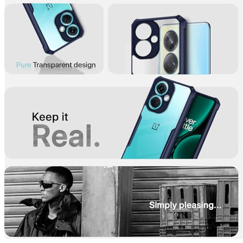 Image of Outlouders Back Cover for OnePlus Nord Ce 3 5G | Ultra Hybrid Transparent | Full Camera Protection | Raised Edge | Crystal Clear Bumper Case (Blue)