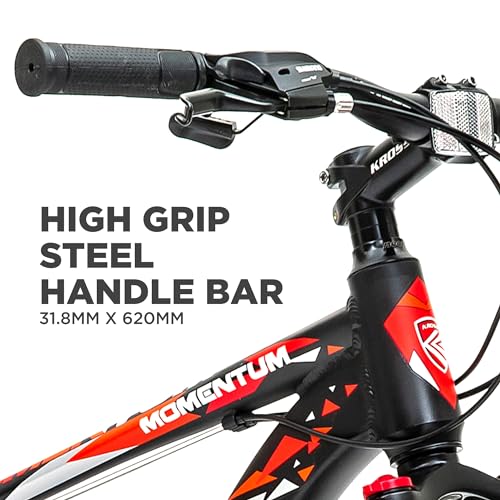 Image of KROSS Momentum 29T Unisex Matt Black Multispeed (Shimano 24-Speed) MTB | Alloy Frame with Dual Disc Brakes and Front Suspension Fork | Ideal for 15+ Years (Orange)