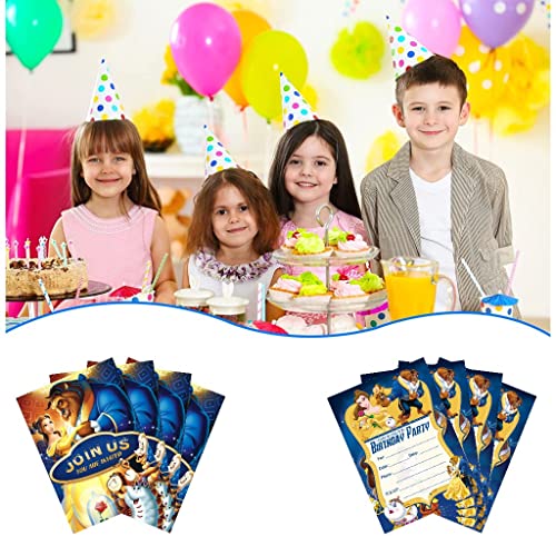 Arhavi 16Pcs Beauty And The Beast Birthday Invitation Cards With Envelopes, Princess Belle Birthday Party Supplies For Beauty And The Beast Themed Party Decorations #TOP5