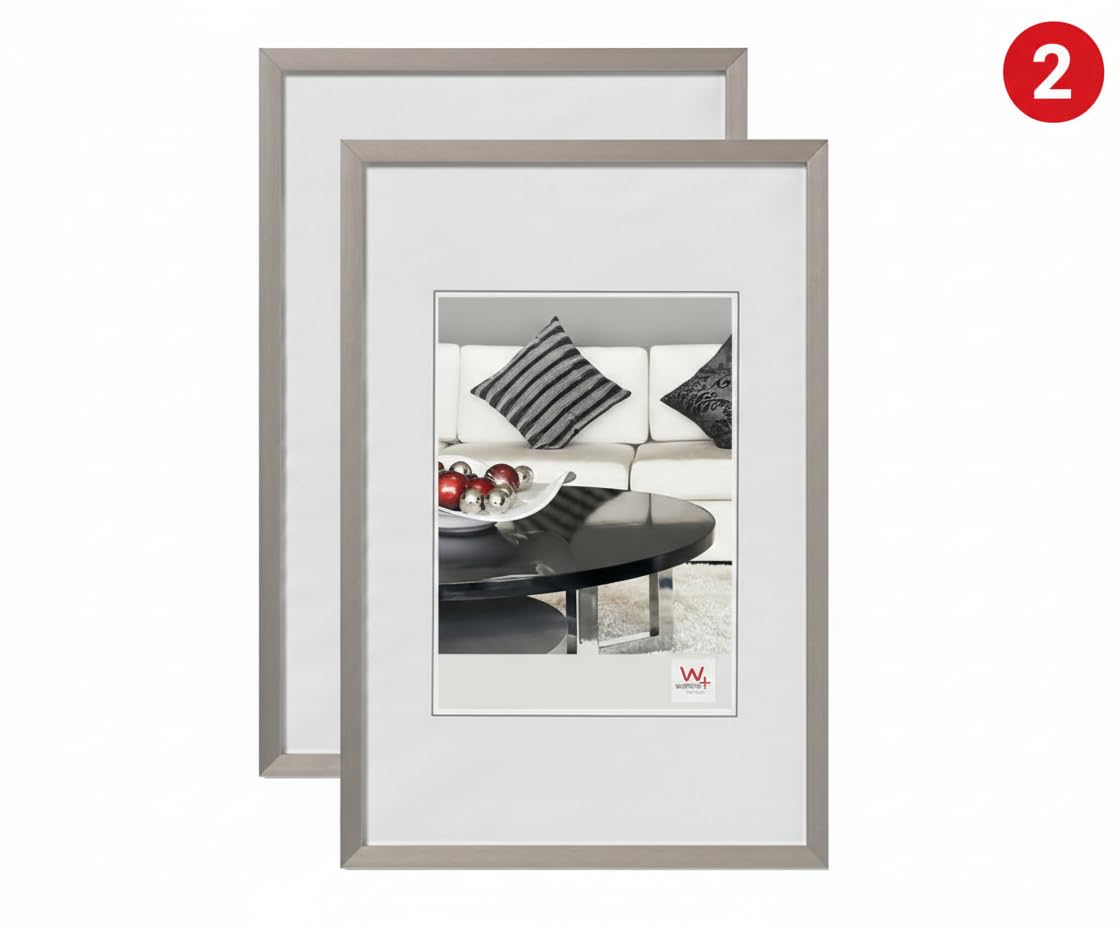 walther design Bilderrahmen Silber 30x40 cm, 2er Pack, Chair Alurahmen AJ040SD