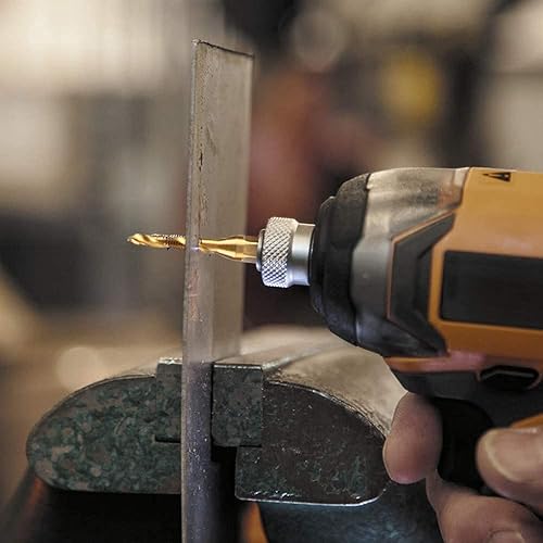 Miniatura 5 de Mesee Juego de 6 brocas avellanadas HSS de 6 piezas, combinación de taladro y broca de grifo con revestimiento de titanio, roscas puntiagudas en