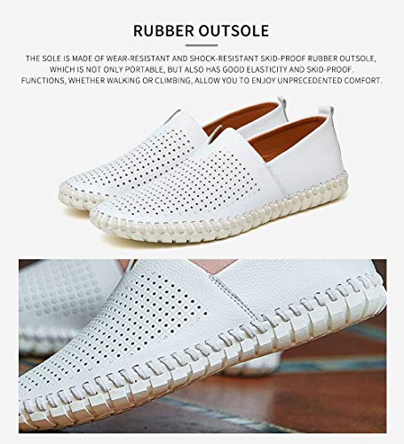 Image of Men's Genuine Leather Loafer Shoes Slip On Soft Walking Shoes Perforated Driving Shoes