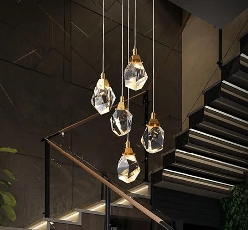 Lampadario, Moderne luci a Sospensione a LED in Cristallo, Stile Nordico, per Soggiorno, Sala da Pranzo, Cucina, lampade a Sospensione, apparecchi di Illuminazione per Interni (Disco a 5 TES