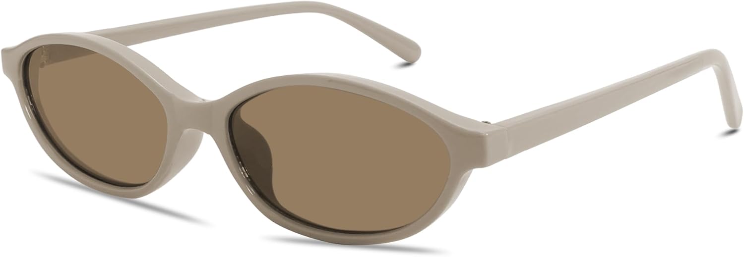 GUVIVI Retro Oval Sunglasses for Women Chic Cat Eye 90s Sunnies Lightweight Narrow Shades Trendy UV protection Sun Glasses