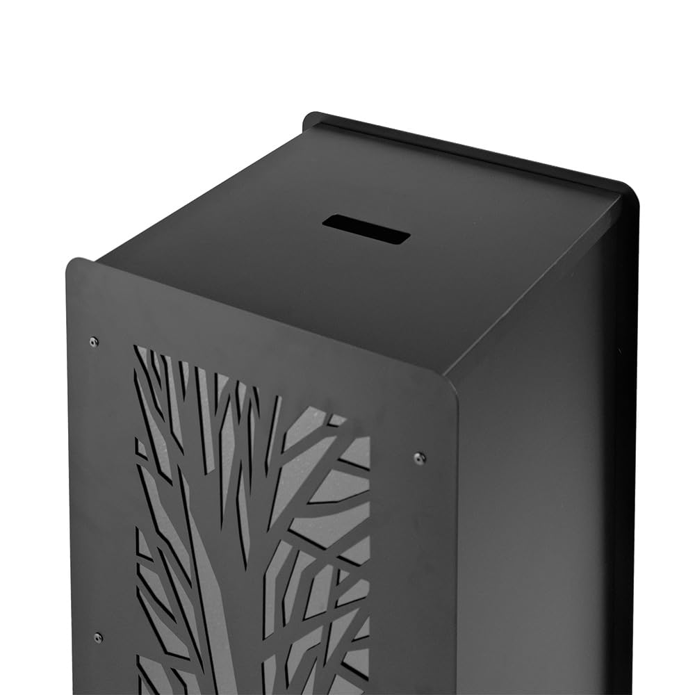 FACILITYS Depósito de Pellets para Estufa de Pellets, Capacidad 55 kg, Cofre para Pellets 37 x 37 x 69 cm - Cristal Acrílico Árbol, Tamiz Integrado