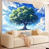 GLWDMH 200x180CM Tapiz de árbol sobre el agua inspirado en anime, tapiz de poliéster para colgar en la pared, ideal para dormitorio, oficina, fiesta, con paquete de instalación.