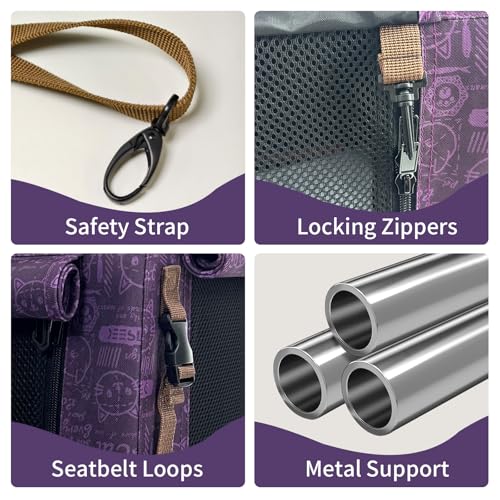Image of Extra Large Cat Carrier Soft Sided, Portable Small Dog Carrier for 2 Cats, 24 inchx16.5 inchx16 inch Car Travel Folding Comfortable Design, Purple