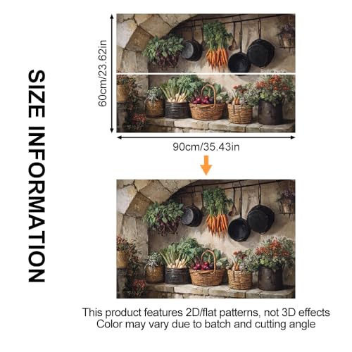 Image of Rustic Vegetable Kitchen Backsplash Peel and Stick, 35.4x23.6 in