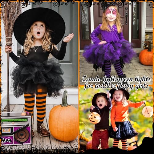 Image of Zando Infant Leggings - Baby Girl Tights, Toddler & Newborn Sizes, White & Red Striped, Halloween Outfit, 0-6 Months
