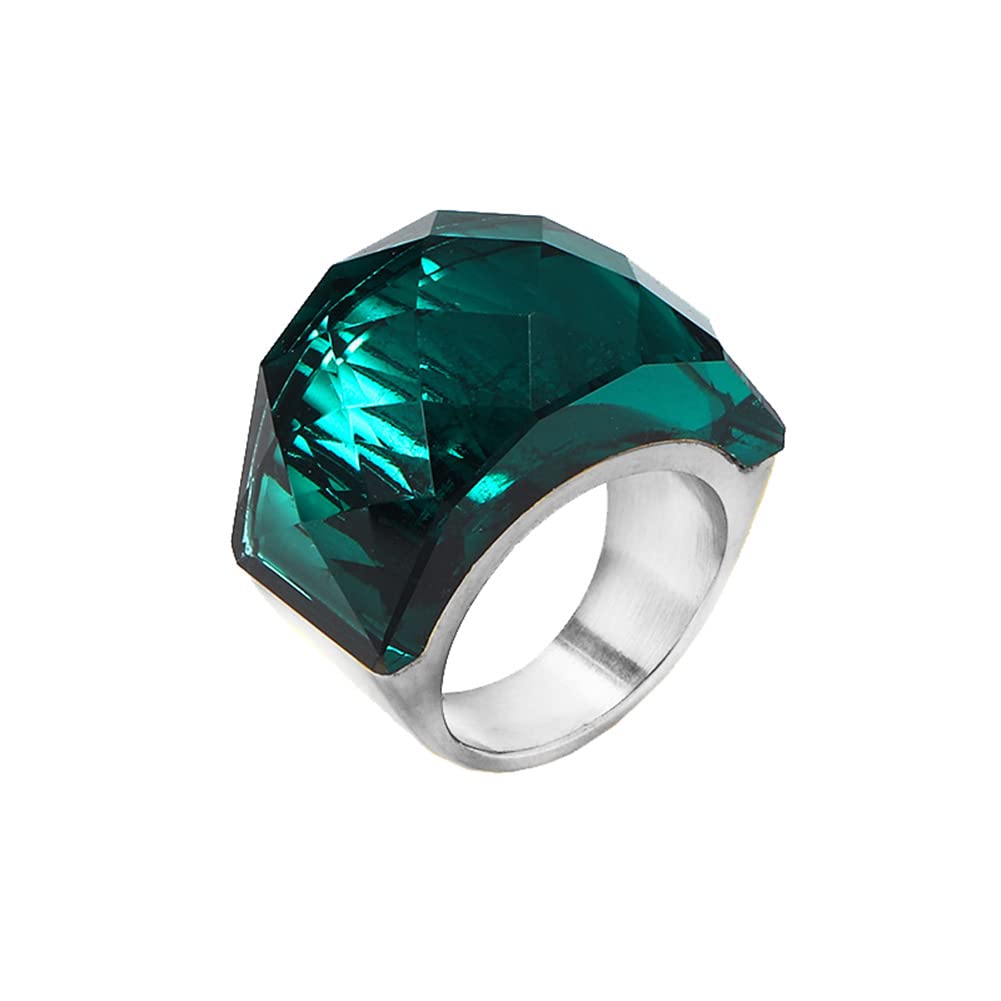 HIJONES Men Women Stainless Steel Cubic Zirconia Royal Crystal Rings Wrap Band Cocktail Style