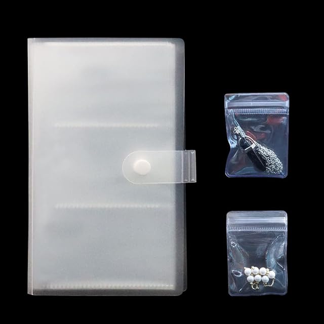 Haohai Transparent Jewelry Storage Book, 50 Pieces Clear Jewelry Bags, Resealable Bags for Jewellery Rings Earrings (white)