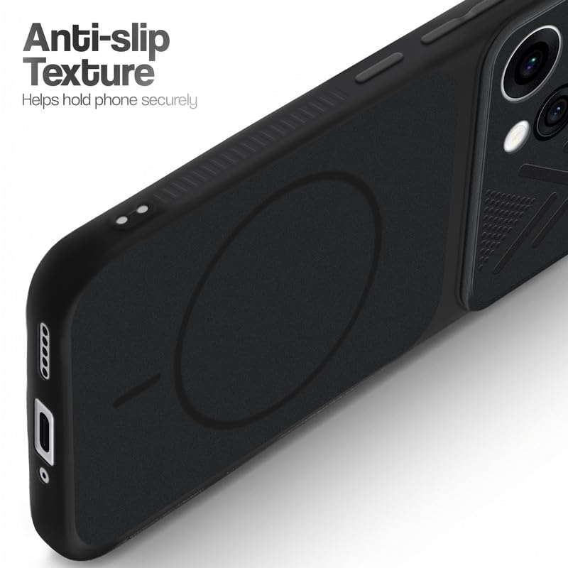 Image of Mr. Case Back Cover for Oppo Reno 15 5G | Ring Design Protective Case with Camera Cut Protection | Anti Slip Grip | Shockproof Mobile Cover - Stone Black