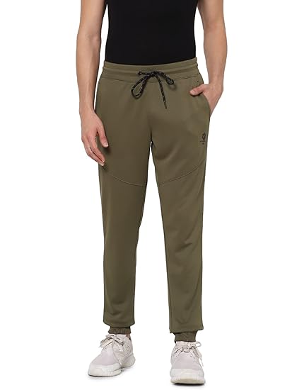 Men's Slim Fit Polyester Sweatpants (250796004-Winter Moss_Green, Winter Moss_S)
