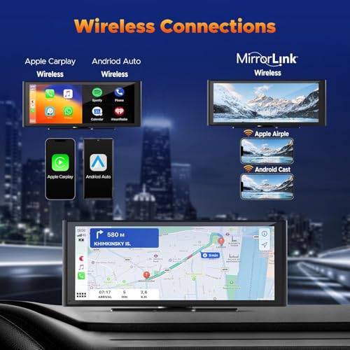 "**Autoradio Carplay Sans Fil 9.26 Pouces avec Caméra de Recul 1080P, Dashcam 4K, Bluetooth, GPS, TF 64G**"