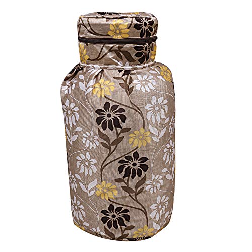 Image of Kuber Industries Cotton 2 Pieces Cylinder Cover (Gold & Brown) -CTKTC6922, Standard