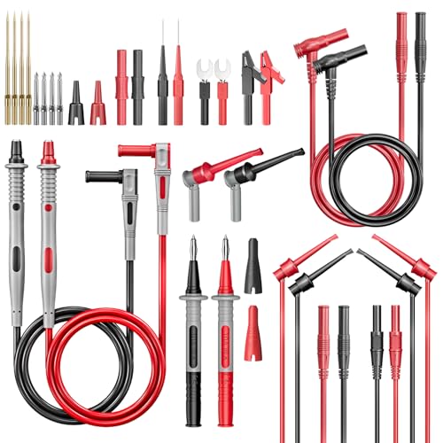 Image of Goupchn 28PCS Multimeter Test Leads Kit with Alligator Clips Test Hook Clips Wire Piercing Probes Replaceable Precision Sharp Probes for Electrical Testing