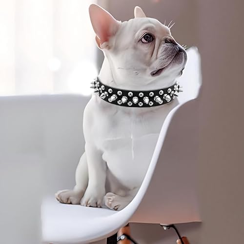 Miniatura 3 de Spike - Juego de collar y correa para perro, de piel sintética sintética con tachuelas, con remaches de metal suave y duradero, collares para gatos,