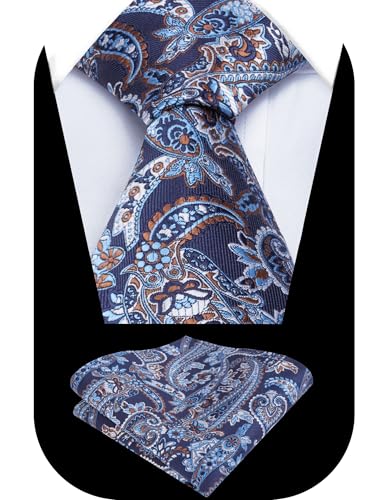 Image of Alizeal Mens 3.15'' Vintage Paisley Tie Pocket Square Set | Elegant Perfect for Banquet Wedding and Party