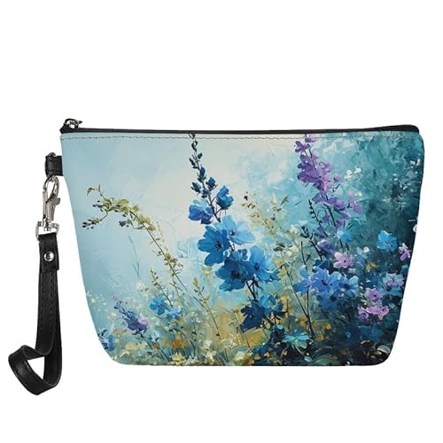 Borsa cosmetica da donna borsa da viaggio organizer pelle da toilette per cosmetici per beauty bag Fiori di campagna Organizer per borse